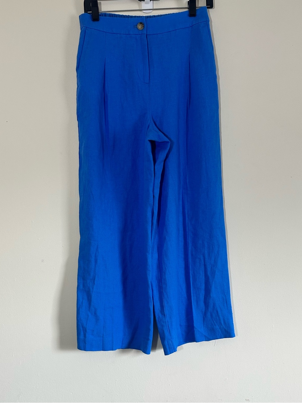 J.crew Linen Blend Wideleg Pleated Trousers blue size 4